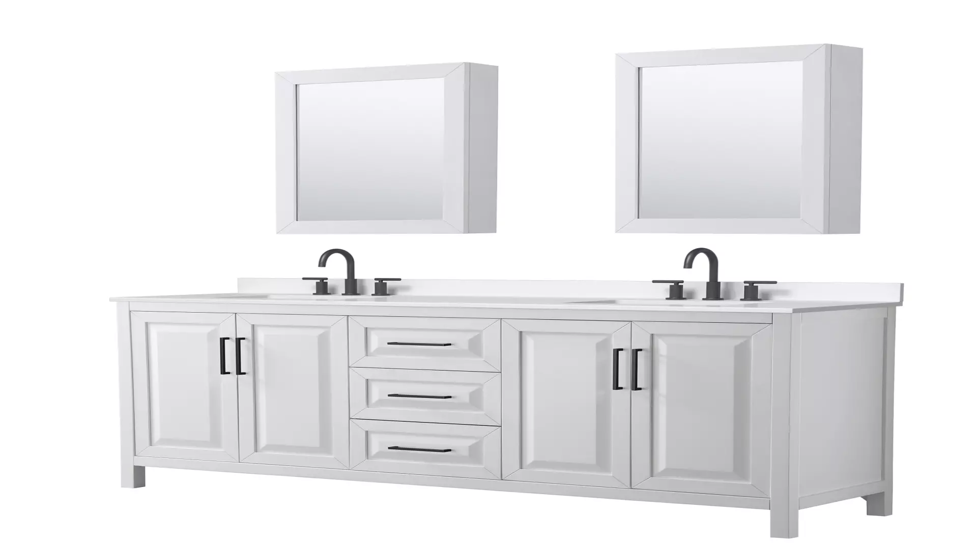 Daria 80 Inch Double Bathroom Vanity in White, White Quartz Countertop, Undermount Square Sinks (3-Hole), Matte Black Trim, Medicine Cabinets material