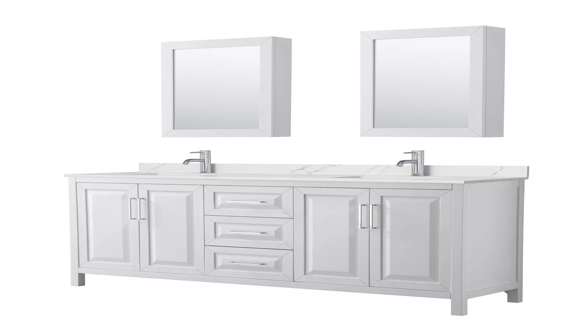 Daria 80 Inch Double Bathroom Vanity in White, Giotto Quartz Countertop, Undermount Square Sinks (1-Hole), Polished Chrome Trim, Medicine Cabinets material