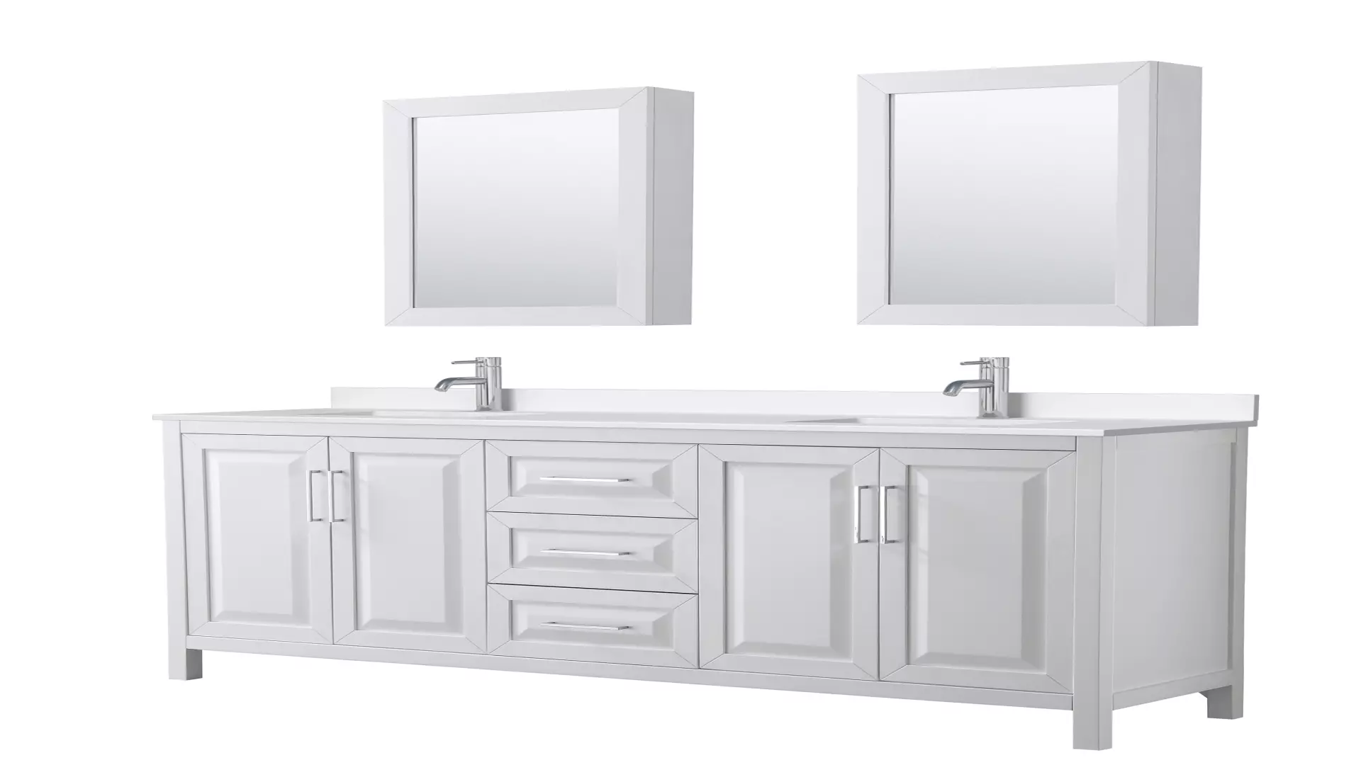 Daria 80 Inch Double Bathroom Vanity in White, White Quartz Countertop, Undermount Square Sinks (1-Hole), Polished Chrome Trim, Medicine Cabinets material