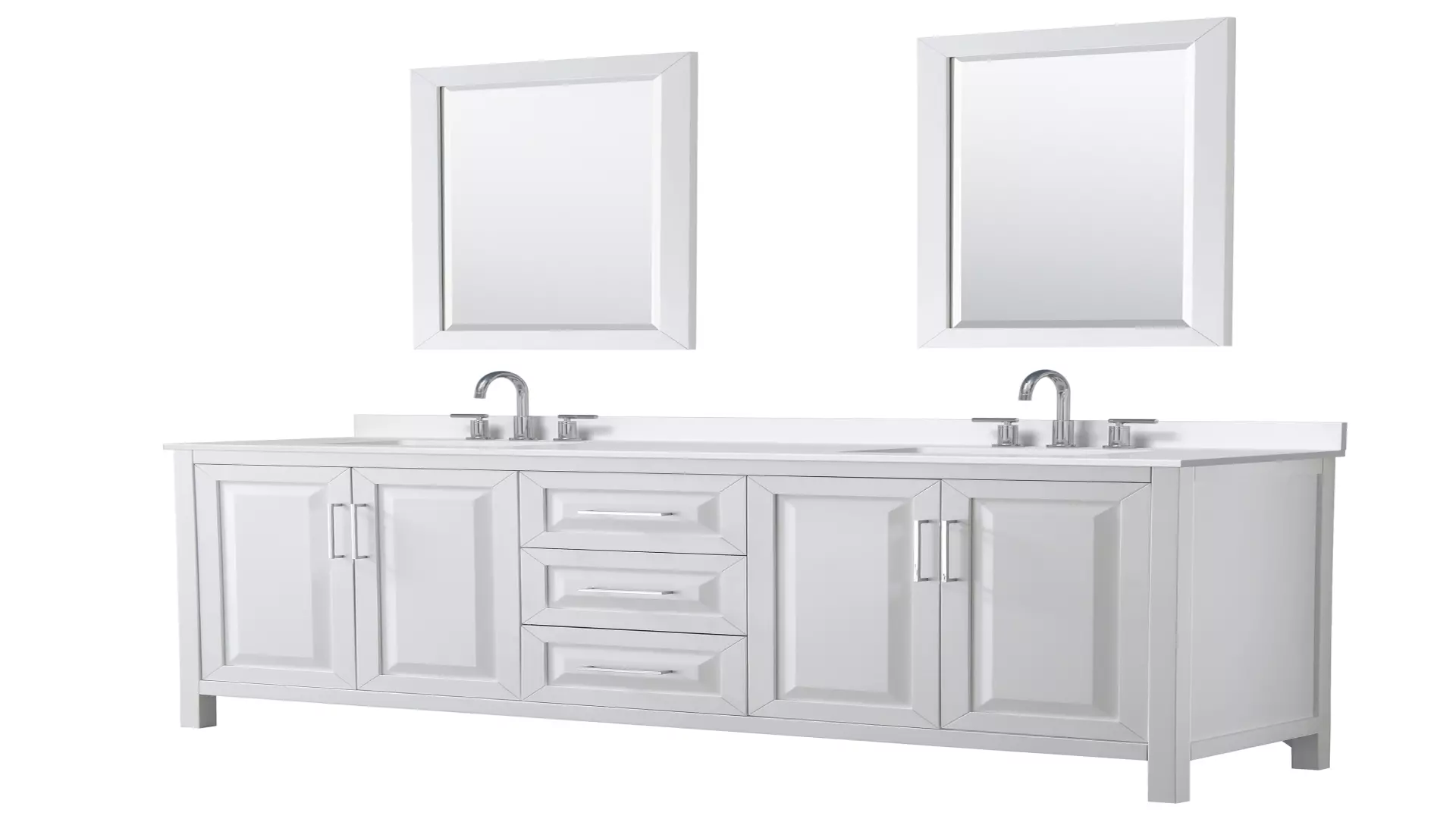 Daria 80 Inch Double Bathroom Vanity in White, White Quartz Countertop, Undermount Square Sinks (3-Hole), Polished Chrome Trim, 24 Inch Mirrors material