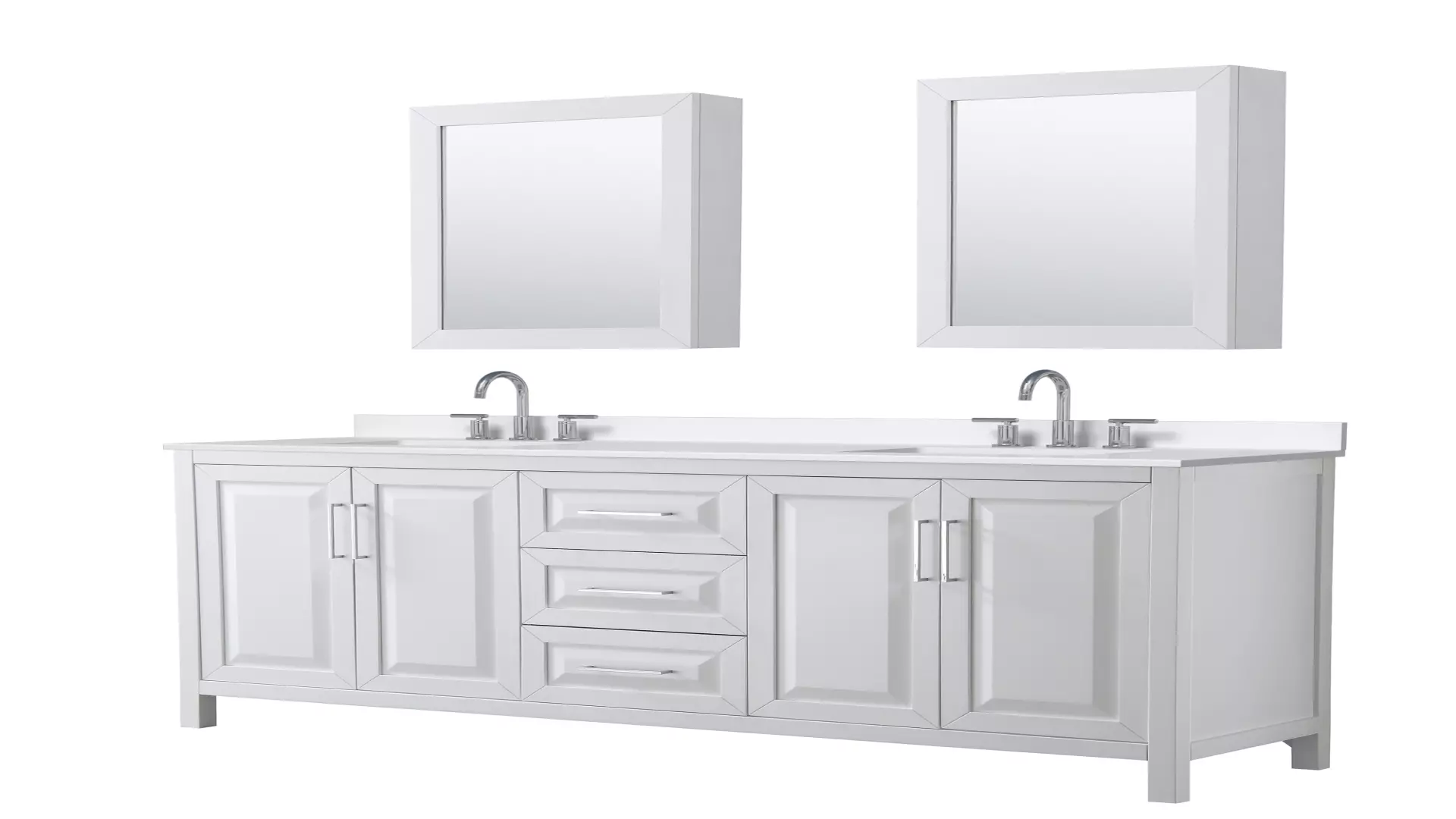 Daria 80 Inch Double Bathroom Vanity in White, White Quartz Countertop, Undermount Square Sinks (3-Hole), Polished Chrome Trim, Medicine Cabinets material