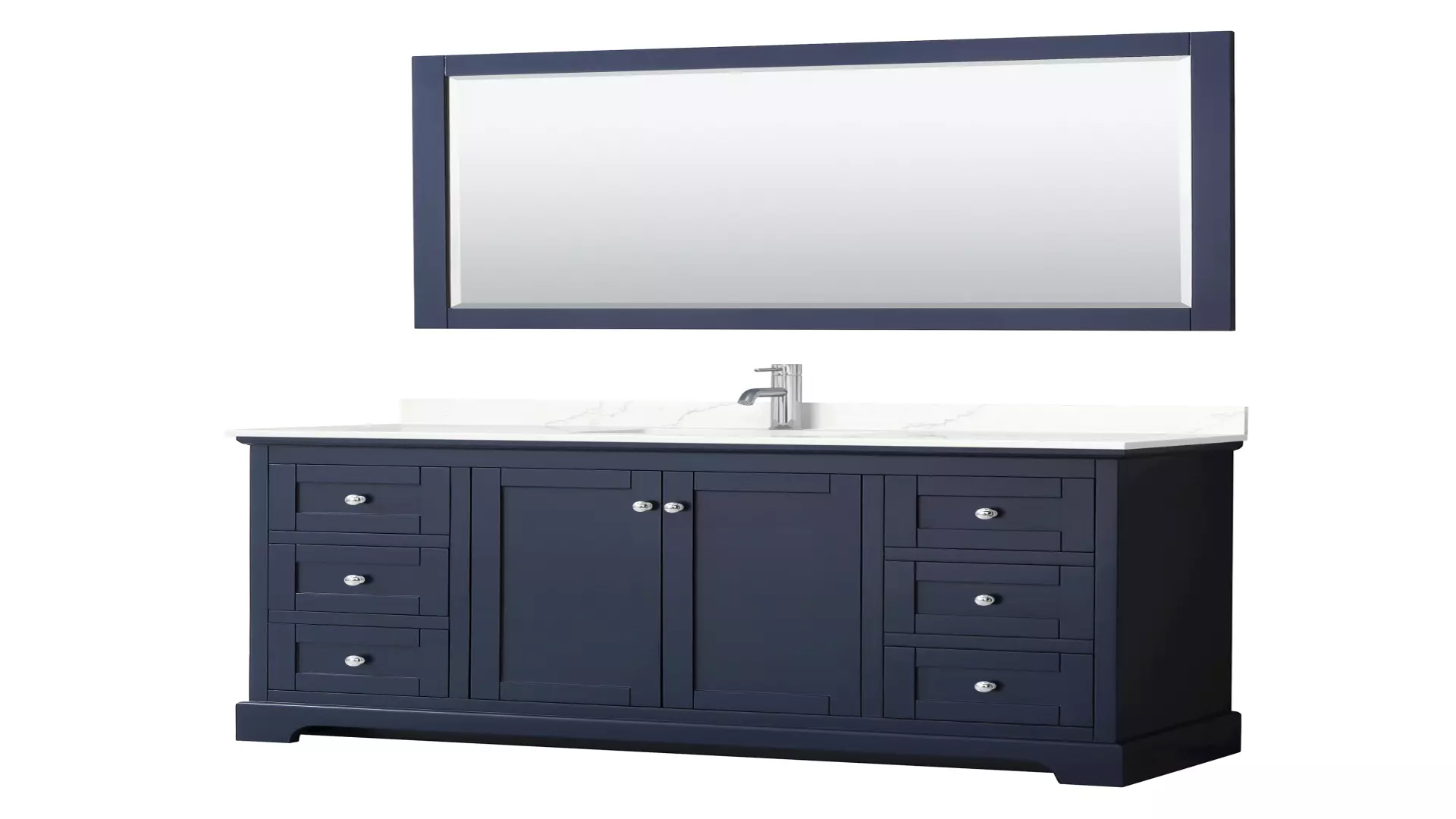 Avery 60 Inch Single Bathroom Vanity in Dark Blue, Giotto Quartz Countertop, Undermount Square Sink (1-Hole), Polished Chrome Trim, 58 Inch Mirror material