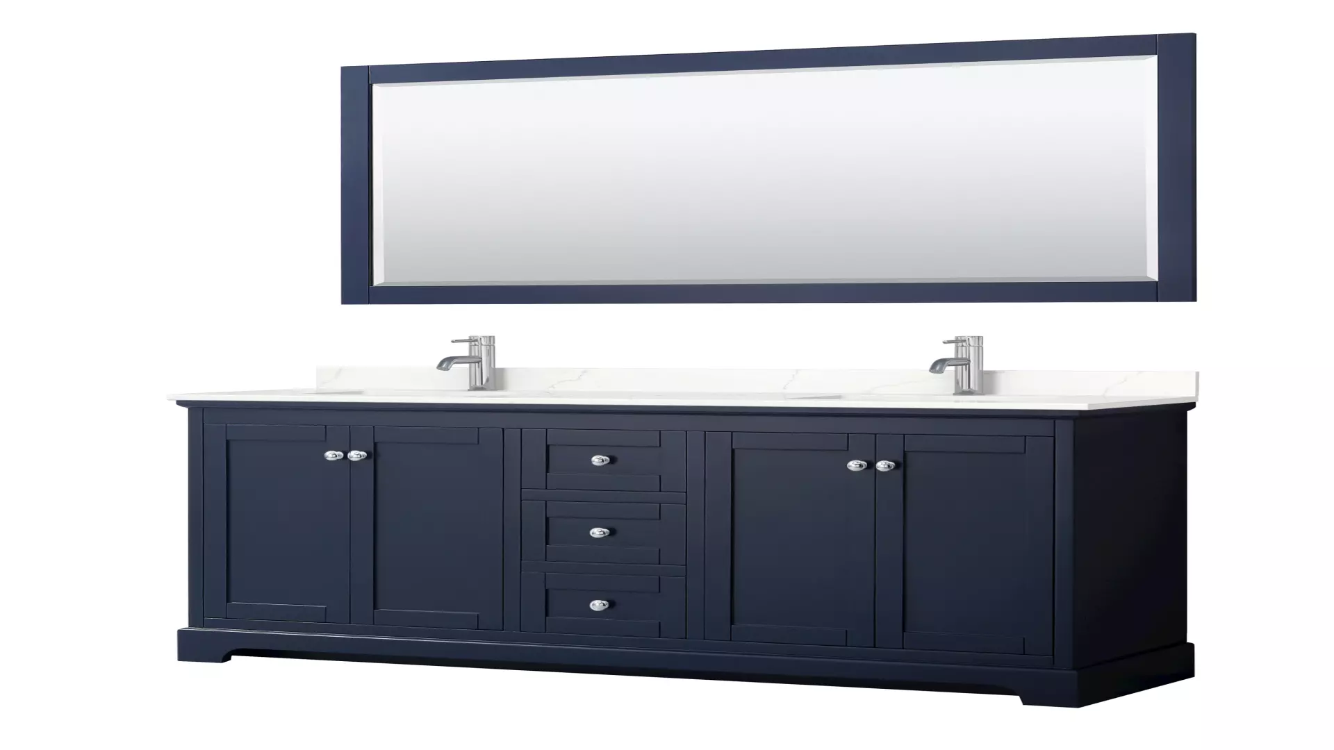 Avery 72 Inch Double Bathroom Vanity in Dark Blue, Giotto Quartz Countertop, Undermount Square Sinks (1-Hole), Polished Chrome Trim, 70 Inch Mirror material