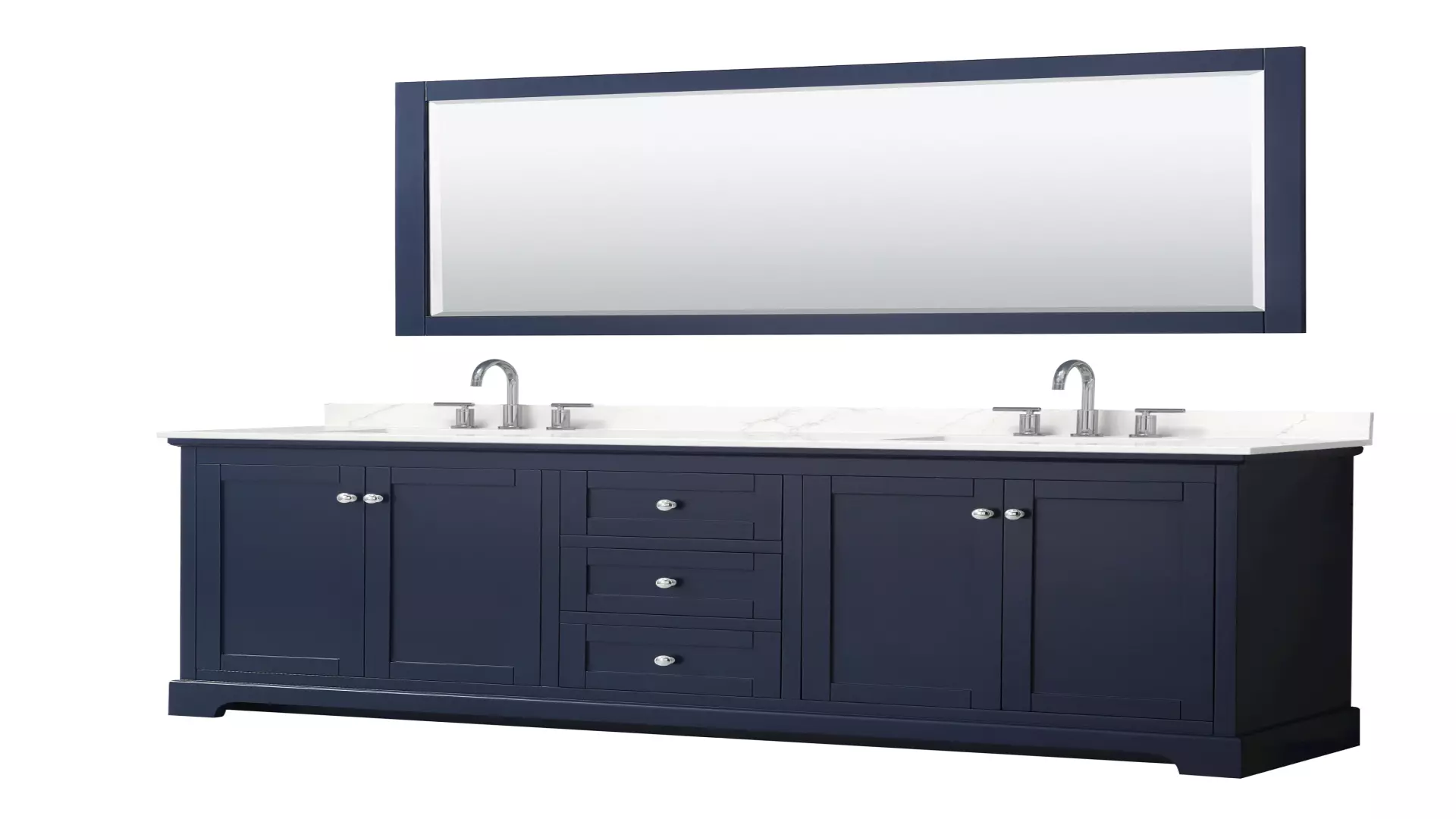Avery 80 Inch Double Bathroom Vanity in Dark Blue, Giotto Quartz Countertop, Undermount Square Sinks (3-Hole), Polished Chrome Trim, 70 Inch Mirror material