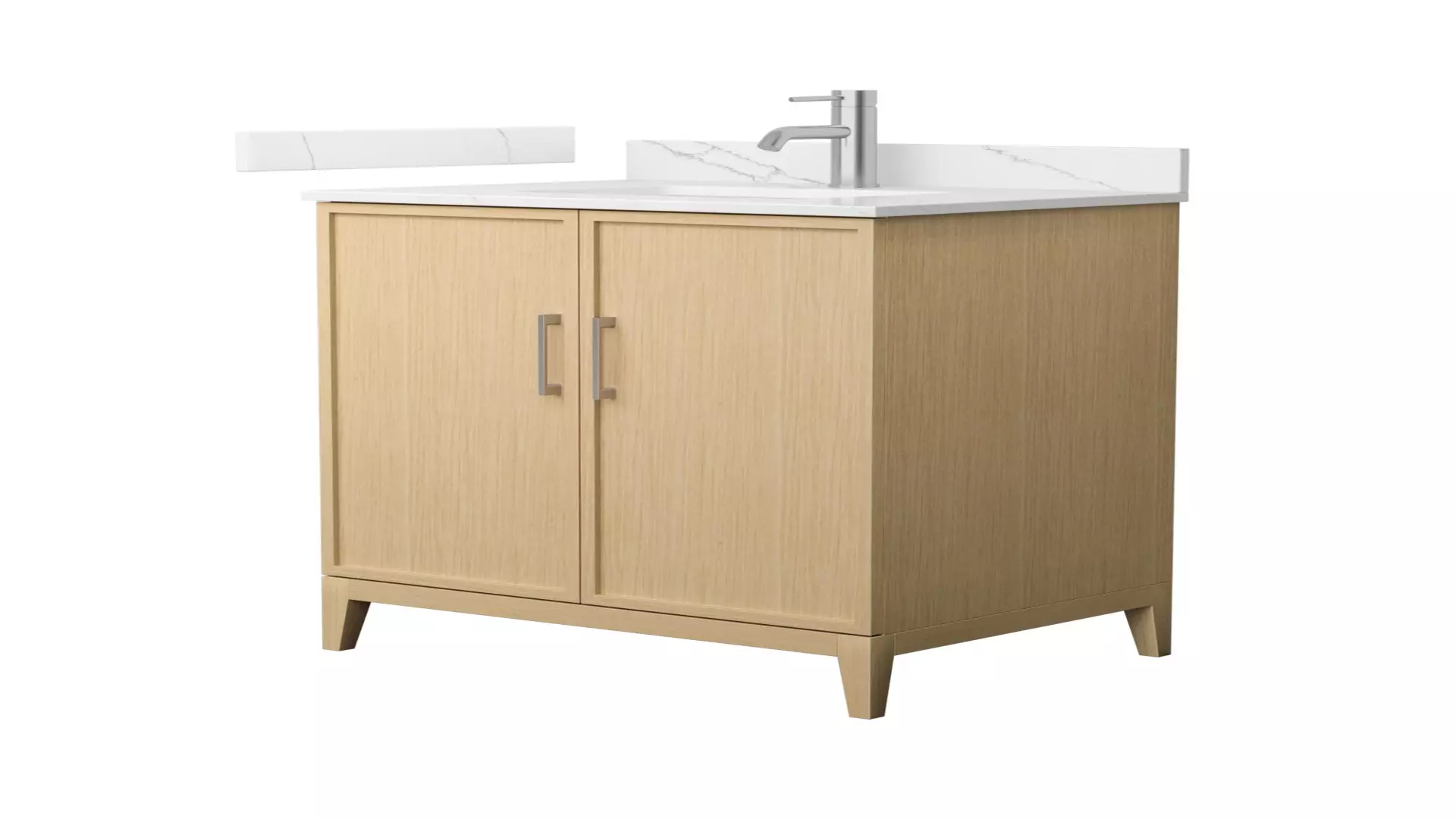 Elan 30 Inch Single Bathroom Vanity in White Oak, Giotto Quartz Countertop, Undermount Square Sink (1-Hole), Brushed Nickel Trim material