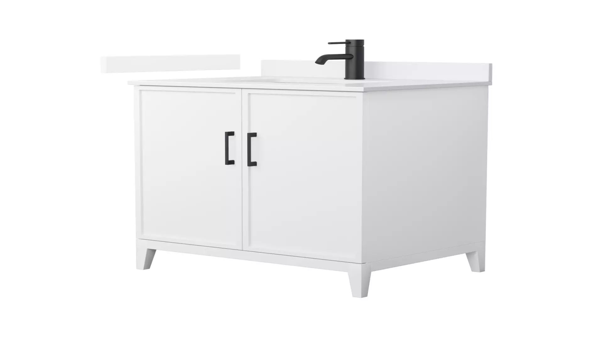 Elan 30 Inch Single Bathroom Vanity in White, White Quartz Countertop, Undermount Square Sink (1-Hole), Matte Black Trim material