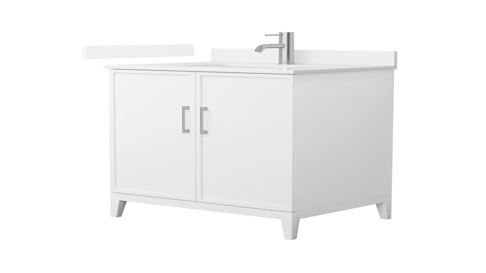 Elan 30 Inch Single Bathroom Vanity in White, White Quartz Countertop, Undermount Square Sink (1-Hole), Brushed Nickel Trim material