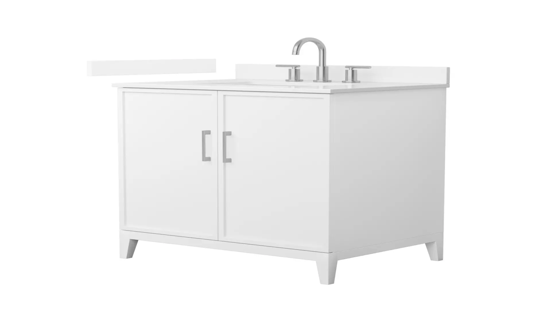 Elan 30 Inch Single Bathroom Vanity in White, White Quartz Countertop, Undermount Square Sink (3-Hole), Brushed Nickel Trim material