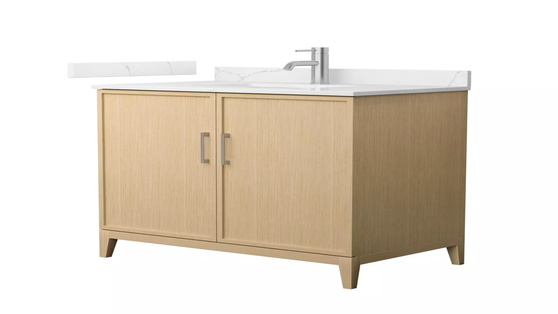 Elan 36 Inch Single Bathroom Vanity in White Oak, Giotto Quartz Countertop, Undermount Square Sink (1-Hole), Brushed Nickel Trim material