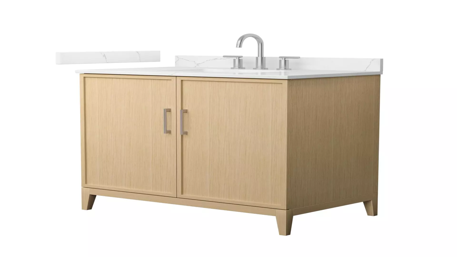 Elan 36 Inch Single Bathroom Vanity in White Oak, Giotto Quartz Countertop, Undermount Square Sink (3-Hole), Brushed Nickel Trim material