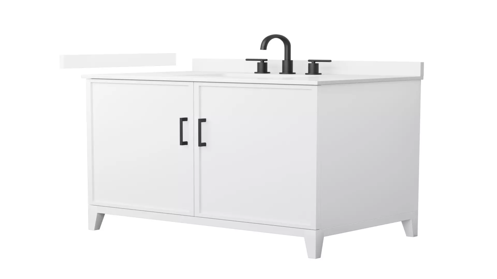 Elan 36 Inch Single Bathroom Vanity in White, White Quartz Countertop, Undermount Square Sink (3-Hole), Matte Black Trim material