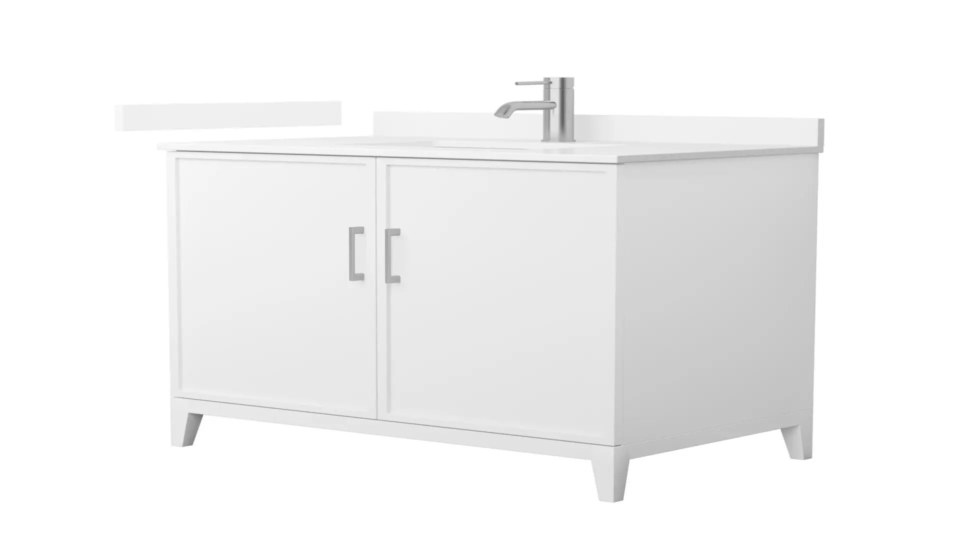 Elan 36 Inch Single Bathroom Vanity in White, White Quartz Countertop, Undermount Square Sink (1-Hole), Brushed Nickel Trim material