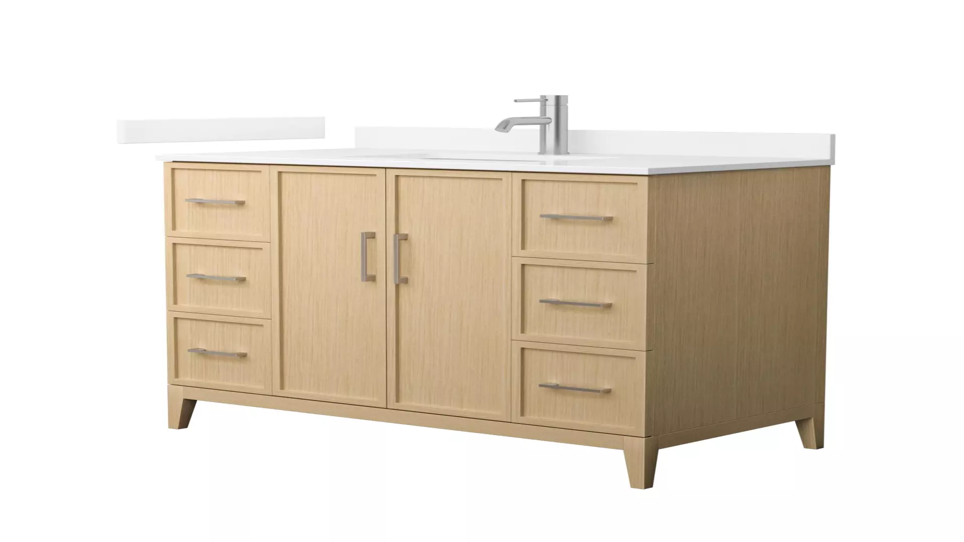 Elan 42 Inch Single Bathroom Vanity in White Oak, White Cultured Marble Countertop, Undermount Square Sink, Brushed Nickel Trim material