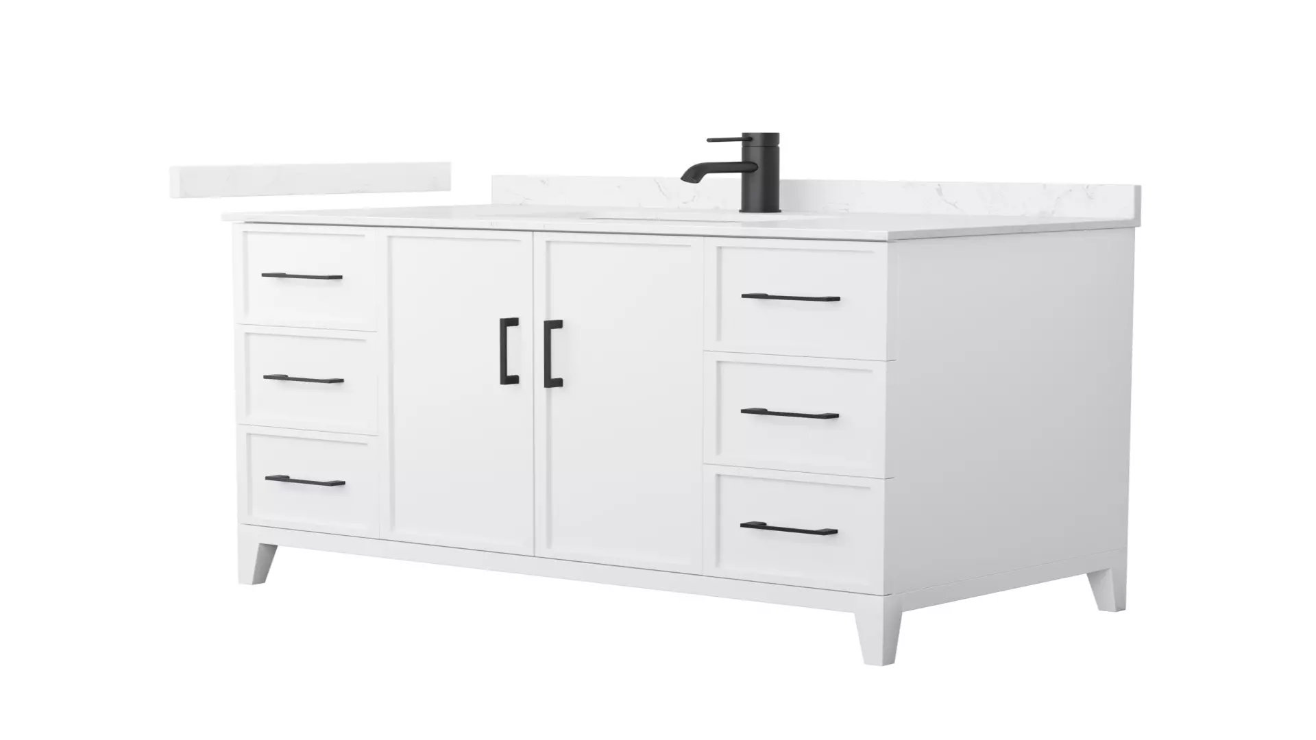 Elan 42 Inch Single Bathroom Vanity in White, Carrara Cultured Marble Countertop, Undermount Square Sink, Matte Black Trim material