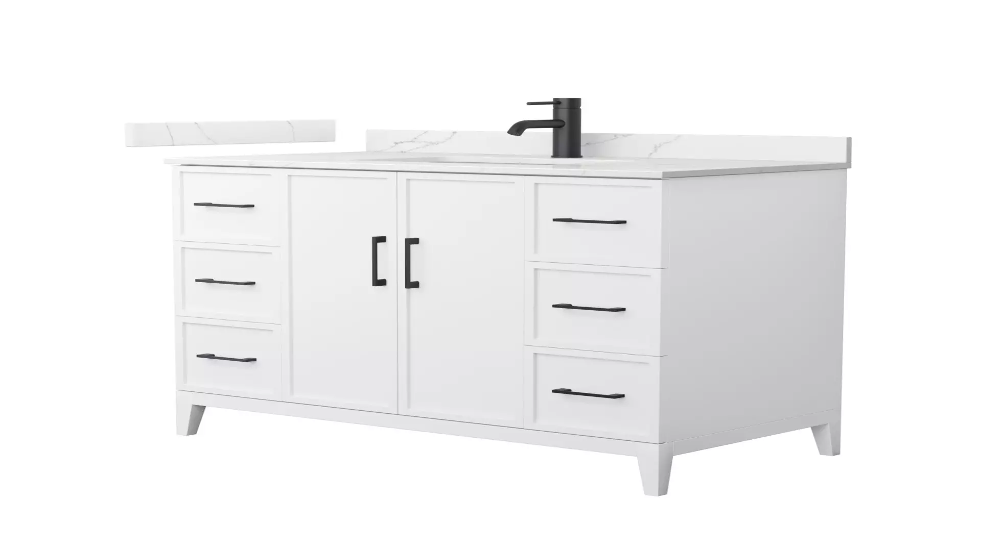 Elan 42 Inch Single Bathroom Vanity in White, Giotto Quartz Countertop, Undermount Square Sink (1-Hole), Matte Black Trim material