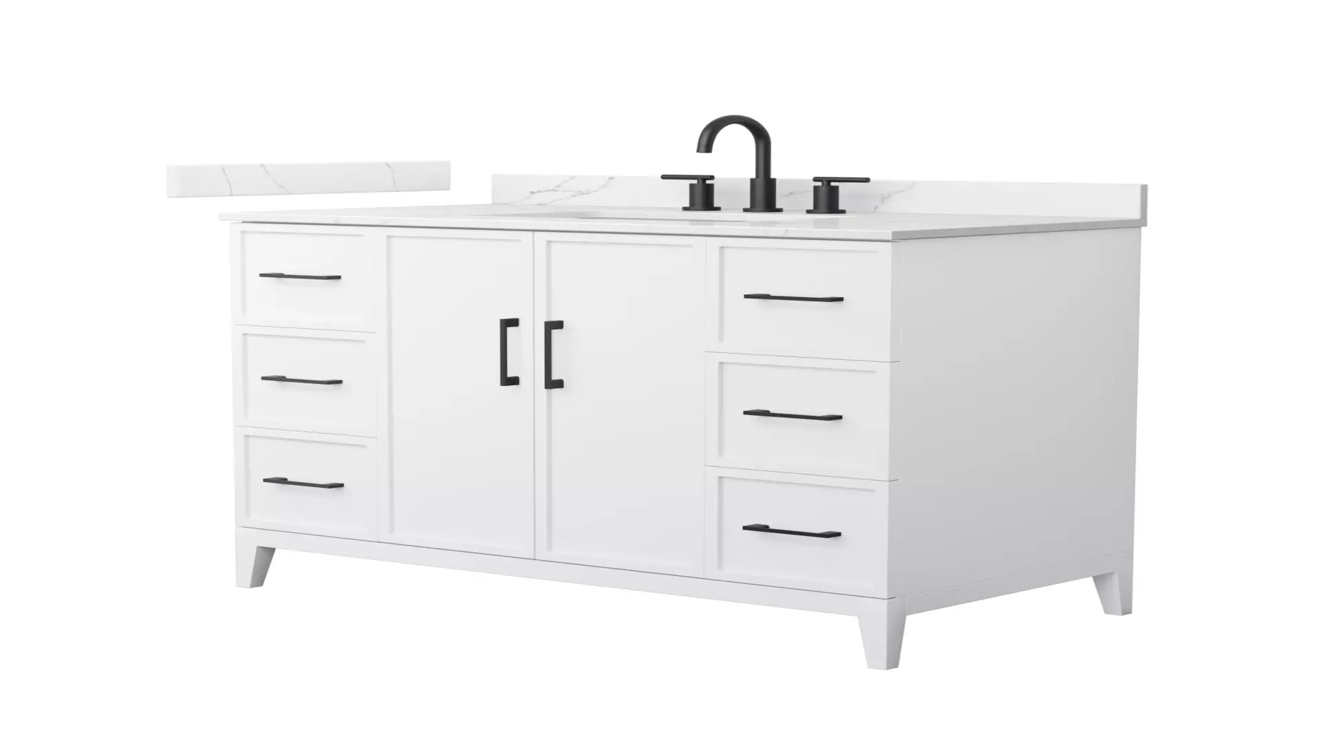 Elan 42 Inch Single Bathroom Vanity in White, Giotto Quartz Countertop, Undermount Square Sink (3-Hole), Matte Black Trim material