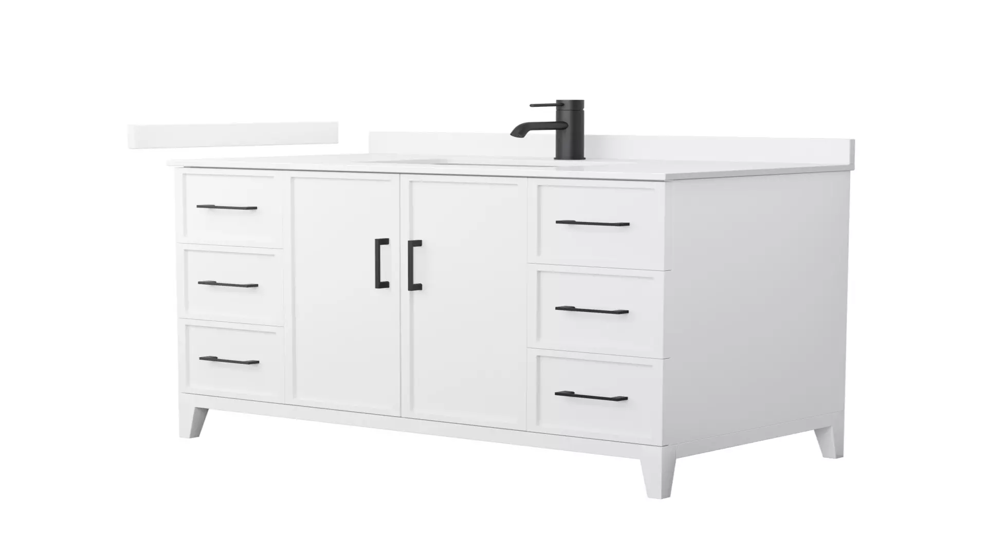 Elan 42 Inch Single Bathroom Vanity in White, White Quartz Countertop, Undermount Square Sink (1-Hole), Matte Black Trim material