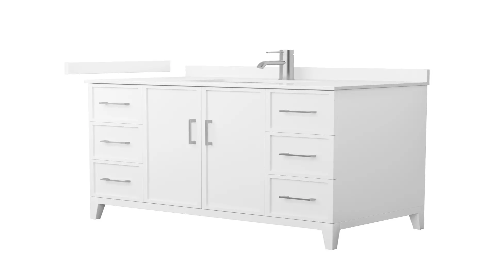 Elan 42 Inch Single Bathroom Vanity in White, White Quartz Countertop, Undermount Square Sink (1-Hole), Brushed Nickel Trim material