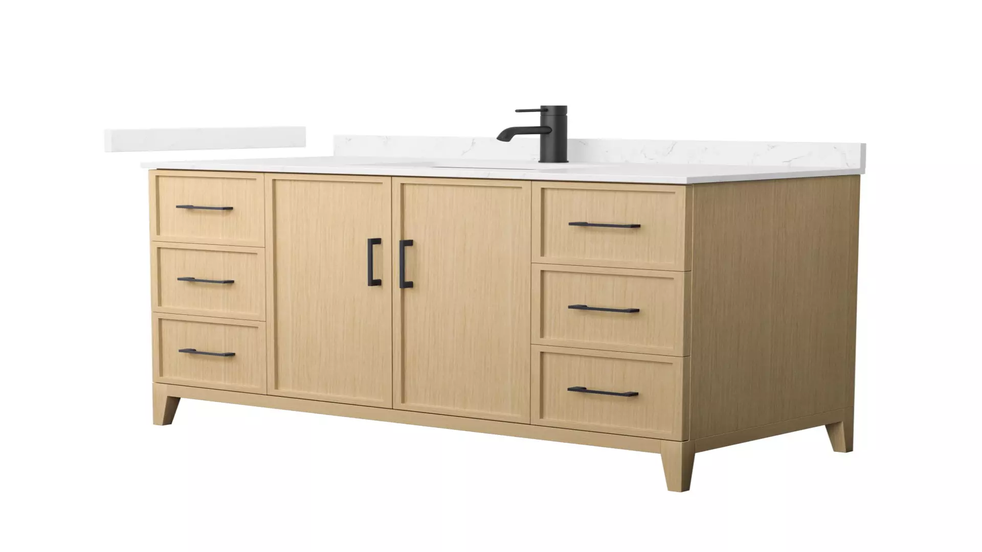 Elan 48 Inch Single Bathroom Vanity in White Oak, Carrara Cultured Marble Countertop, Undermount Square Sink, Matte Black Trim material