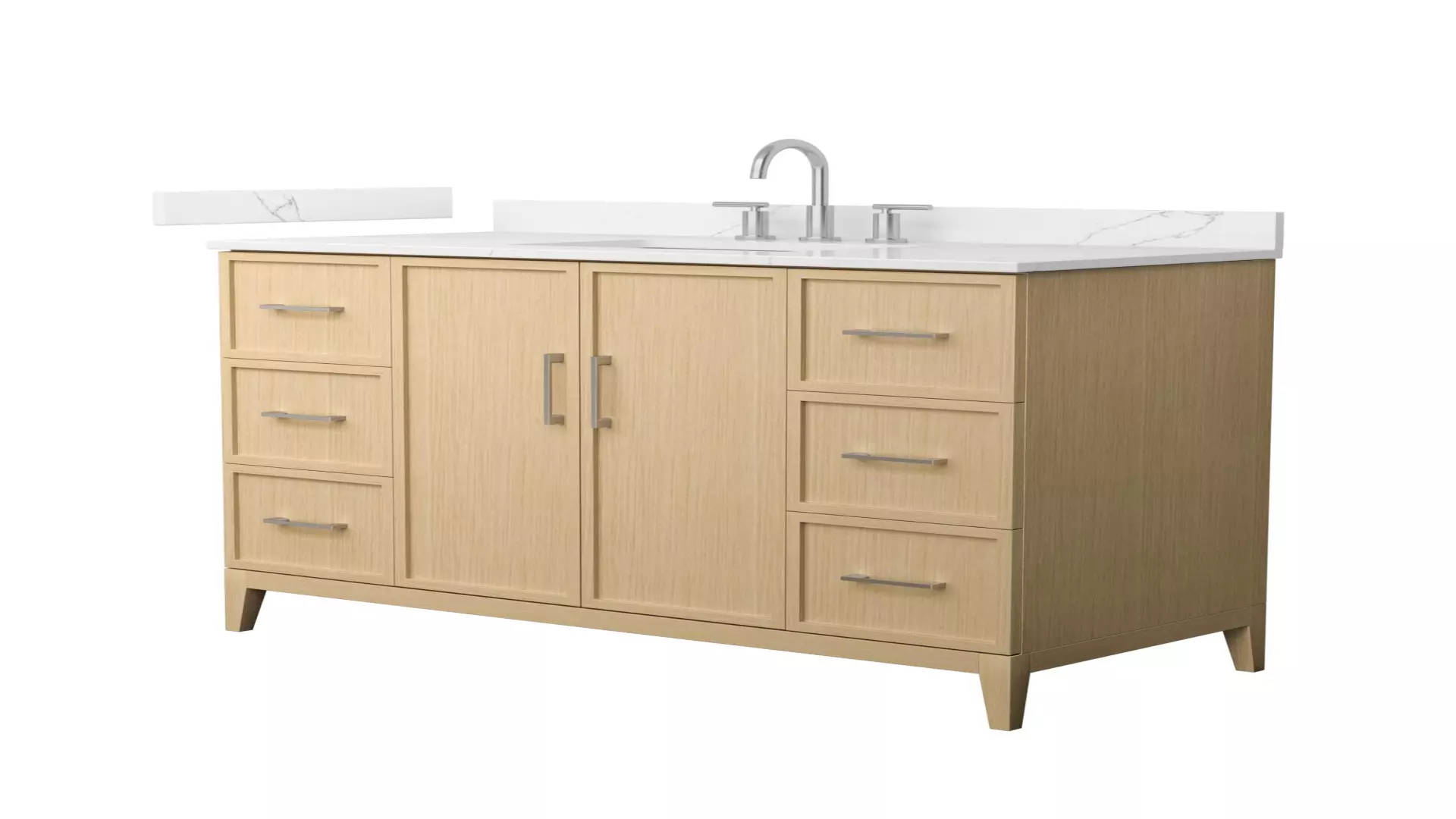 Elan 48 Inch Single Bathroom Vanity in White Oak, Giotto Quartz Countertop, Undermount Square Sink (3-Hole), Brushed Nickel Trim material