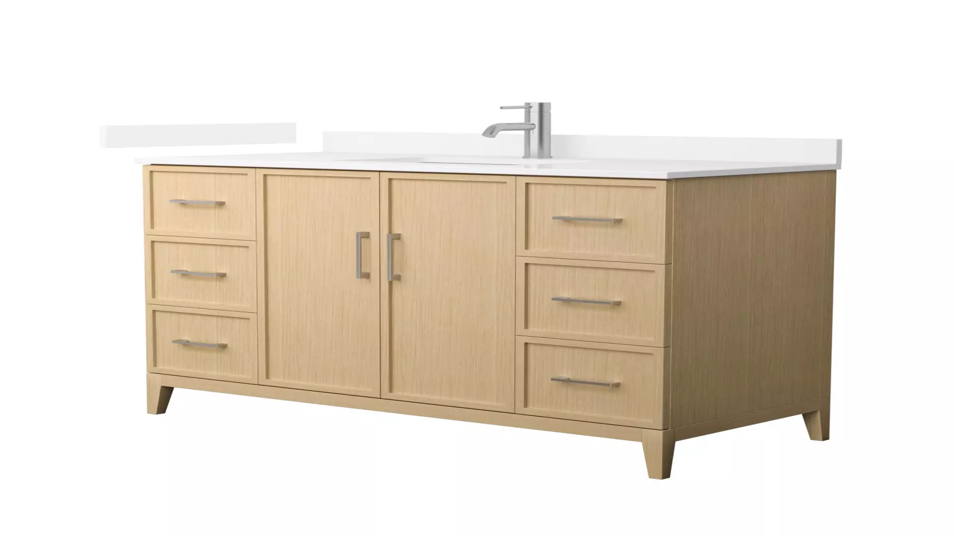 Elan 48 Inch Single Bathroom Vanity in White Oak, White Quartz Countertop, Undermount Square Sink (1-Hole), Brushed Nickel Trim material