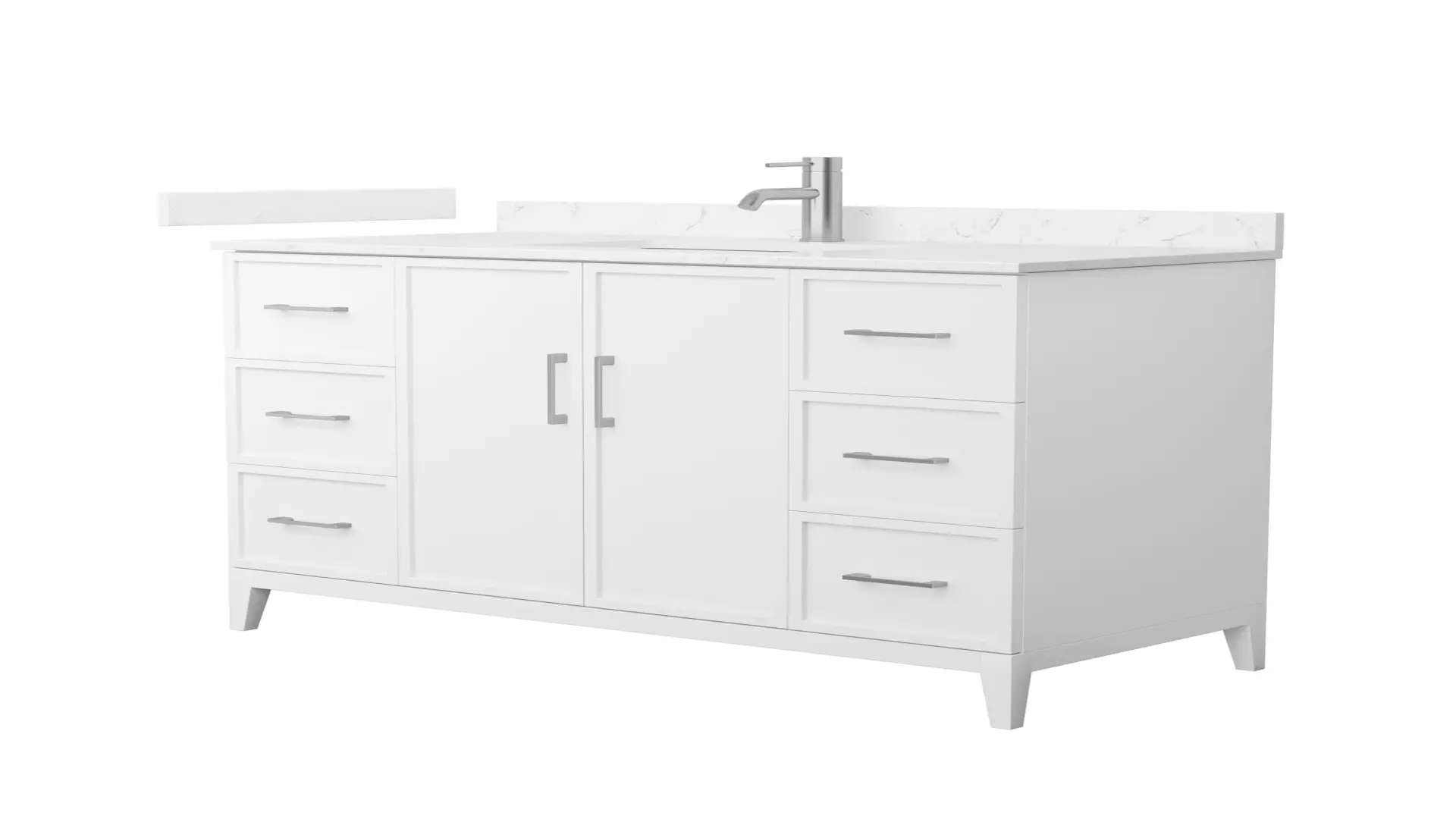 Elan 48 Inch Single Bathroom Vanity in White, Carrara Cultured Marble Countertop, Undermount Square Sink, Brushed Nickel Trim material