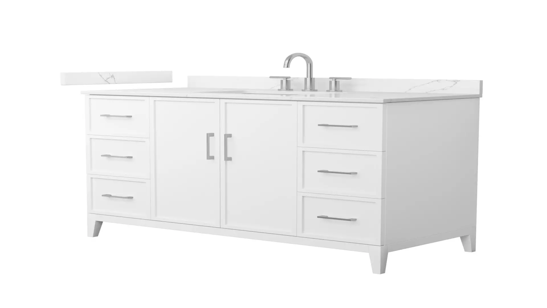 Elan 48 Inch Single Bathroom Vanity in White, Giotto Quartz Countertop, Undermount Square Sink (3-Hole), Brushed Nickel Trim material