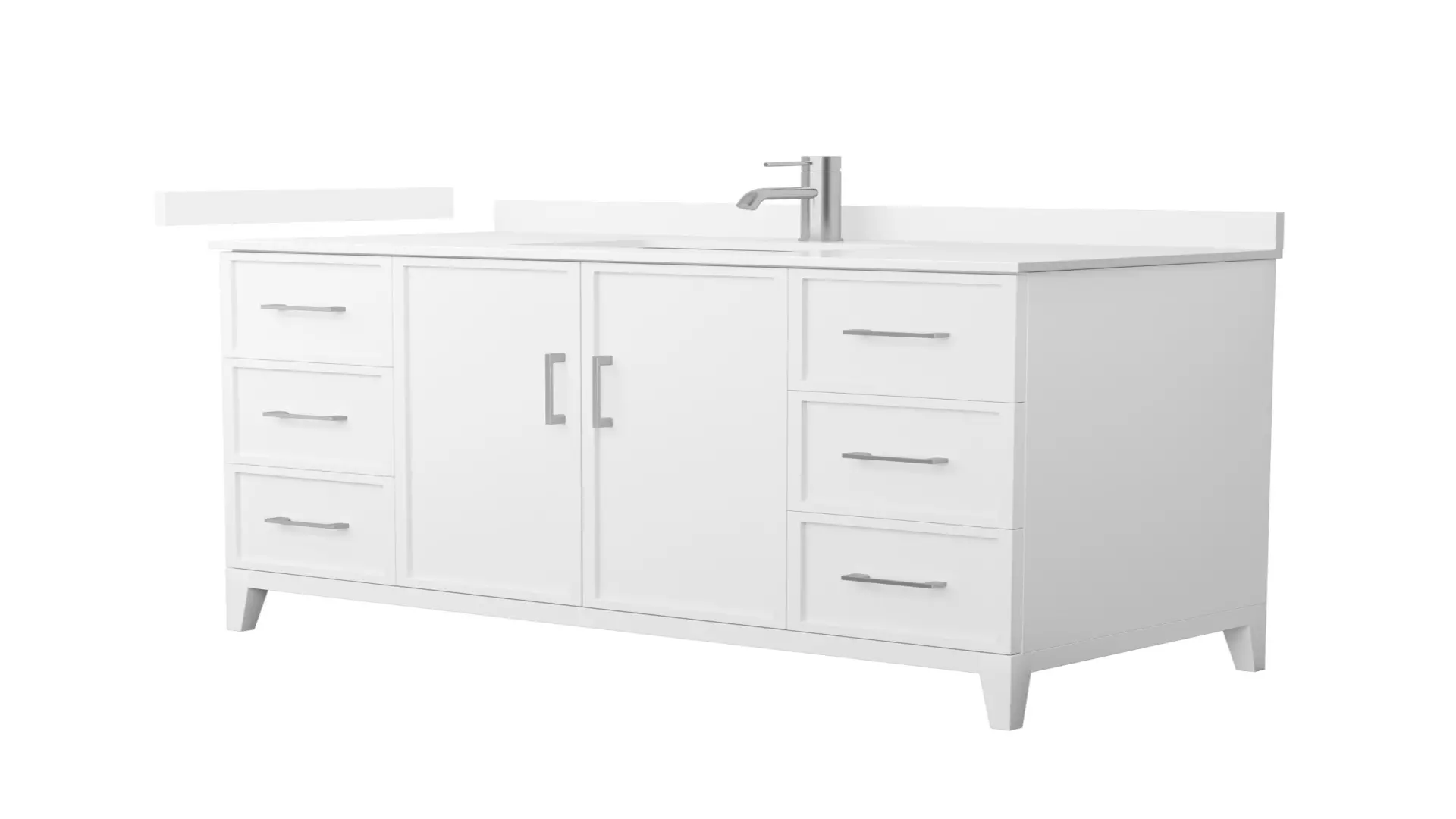 Elan 48 Inch Single Bathroom Vanity in White, White Quartz Countertop, Undermount Square Sink (1-Hole), Brushed Nickel Trim material
