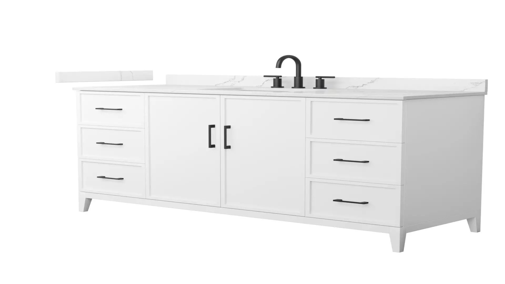 Elan 60 Inch Single Bathroom Vanity in White, Giotto Quartz Countertop, Undermount Square Sink (3-Hole), Matte Black Trim material
