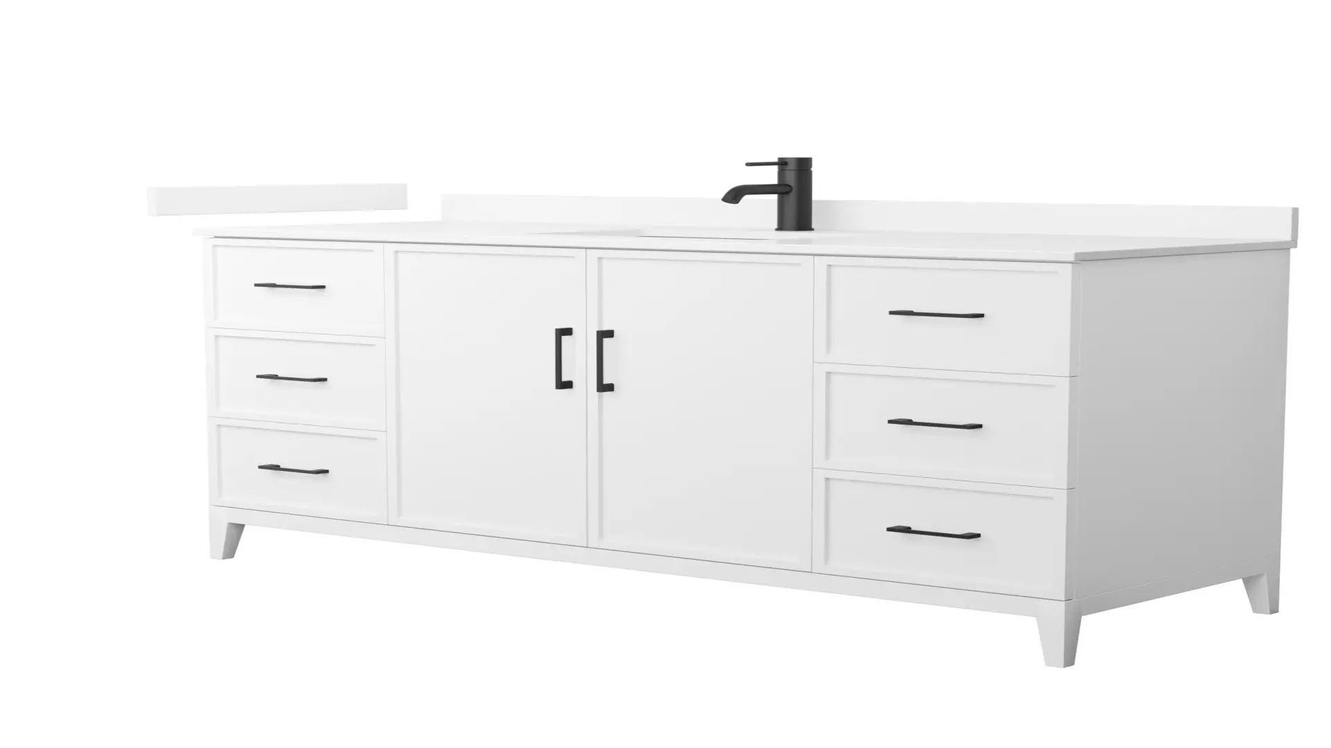 Elan 60 Inch Single Bathroom Vanity in White, White Quartz Countertop, Undermount Square Sink (1-Hole), Matte Black Trim material