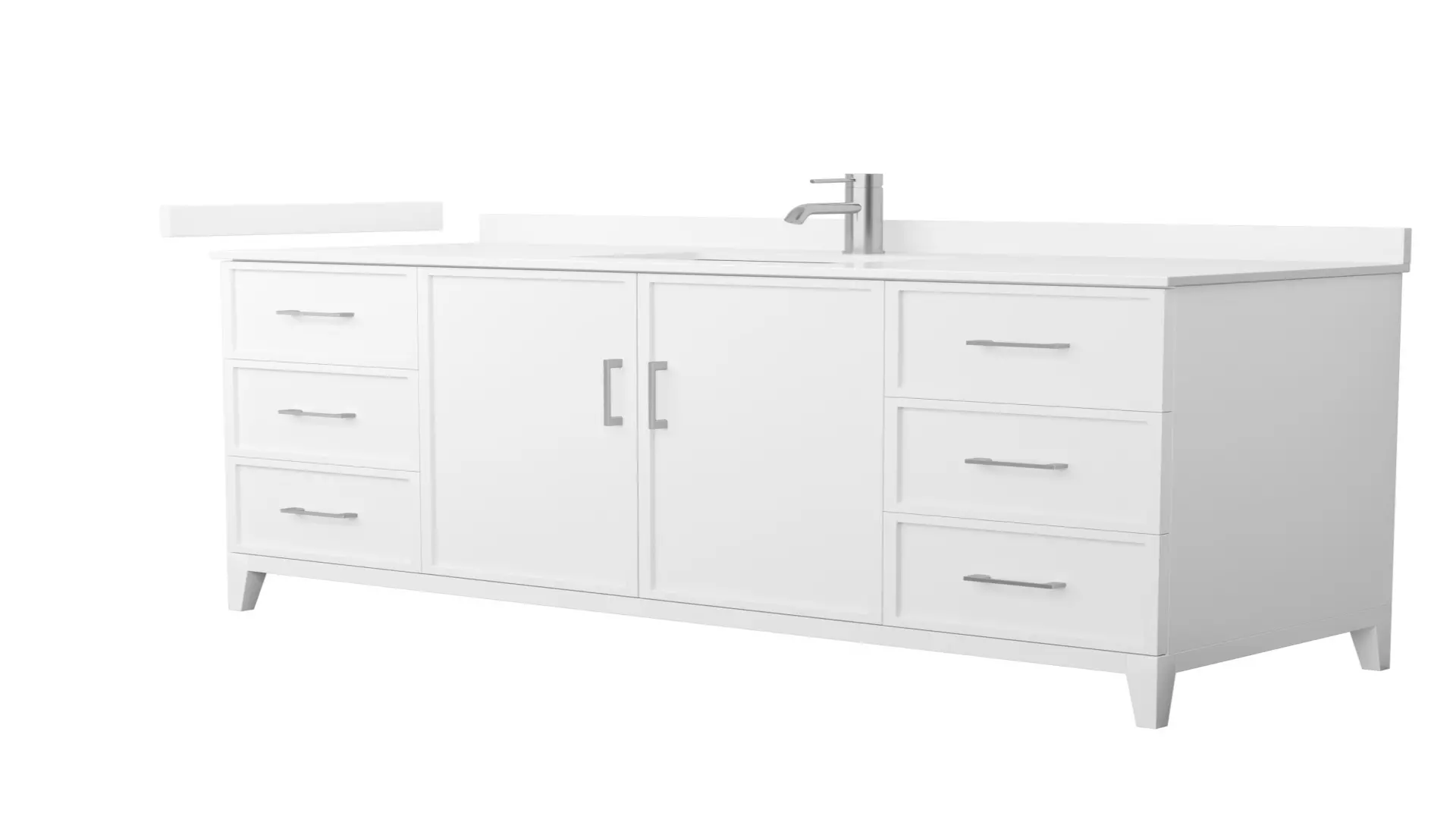 Elan 60 Inch Single Bathroom Vanity in White, White Quartz Countertop, Undermount Square Sink (1-Hole), Brushed Nickel Trim material