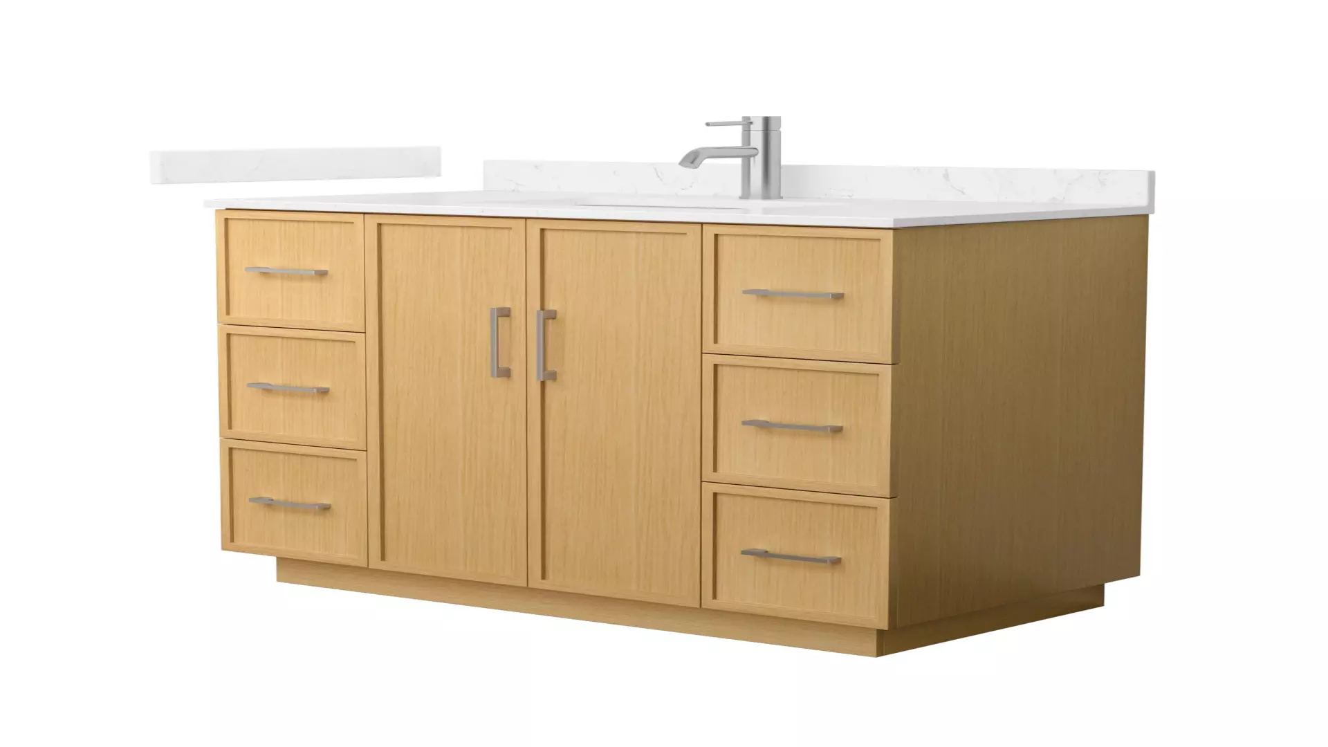 Elan 42 Inch Single Bathroom Vanity with Toe Kick in Light Oak, Carrara Cultured Marble Countertop, Undermount Square Sink, Brushed Nickel Trim material