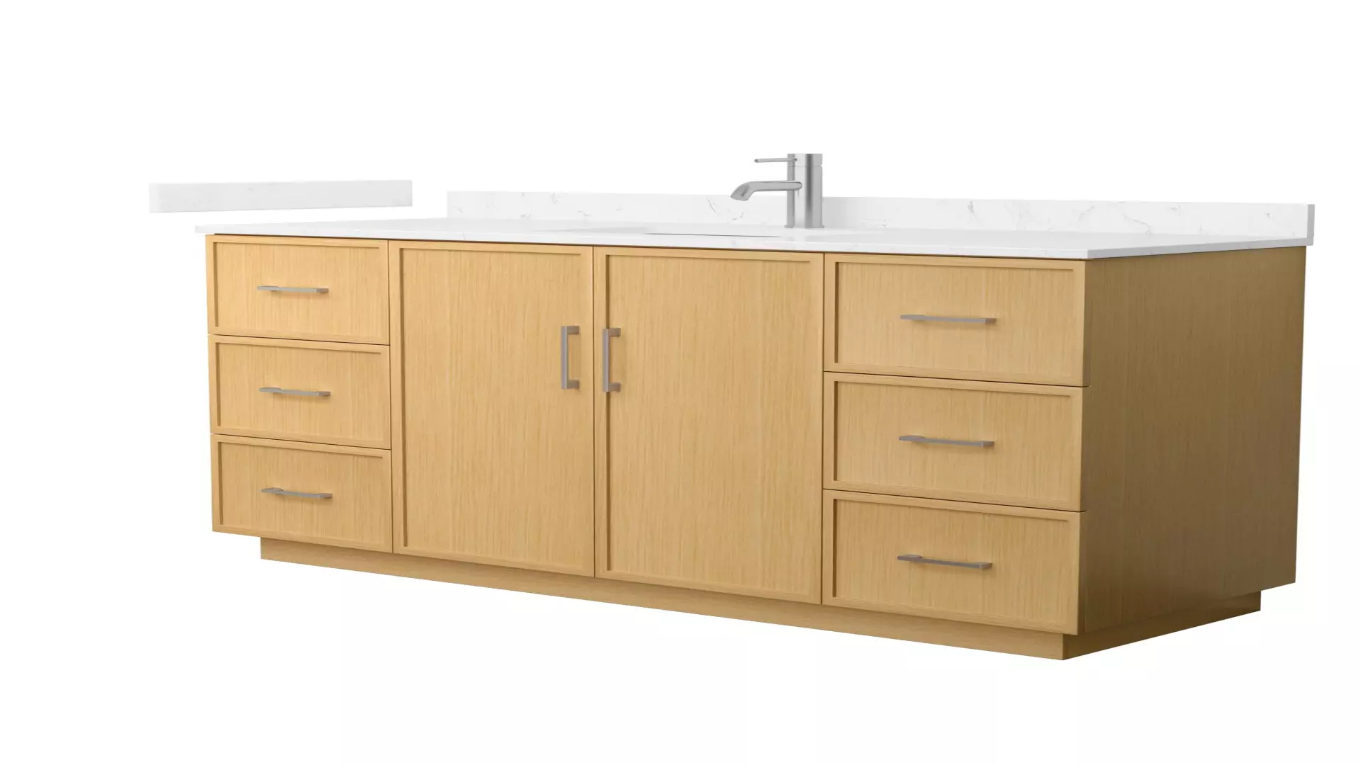Elan 60 Inch Single Bathroom Vanity with Toe Kick in Light Oak, Carrara Cultured Marble Countertop, Undermount Square Sink, Brushed Nickel Trim material