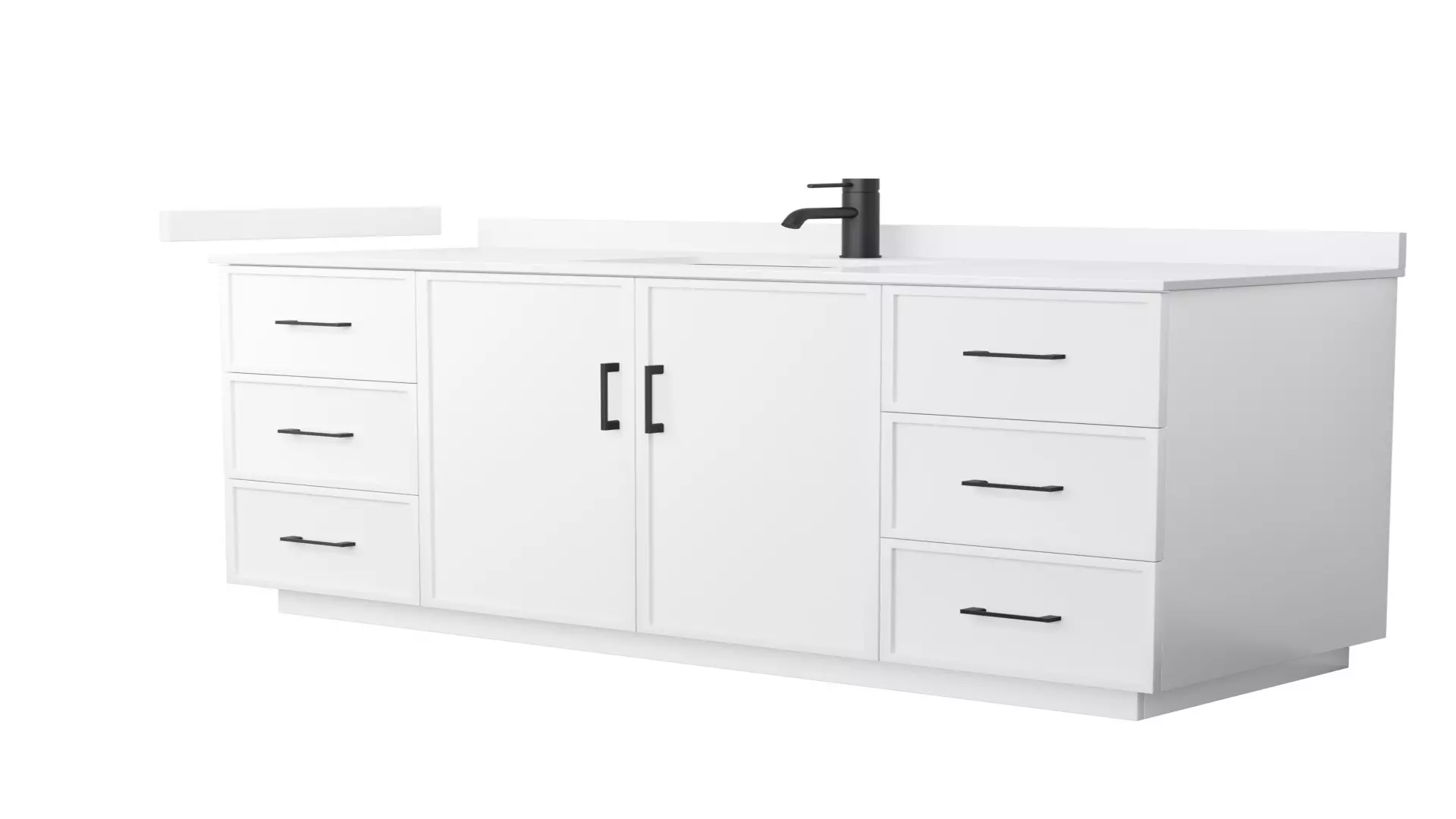Elan 60 Inch Single Bathroom Vanity with Toe Kick in White, White Quartz Countertop, Undermount Square Sink (1-Hole), Matte Black Trim material