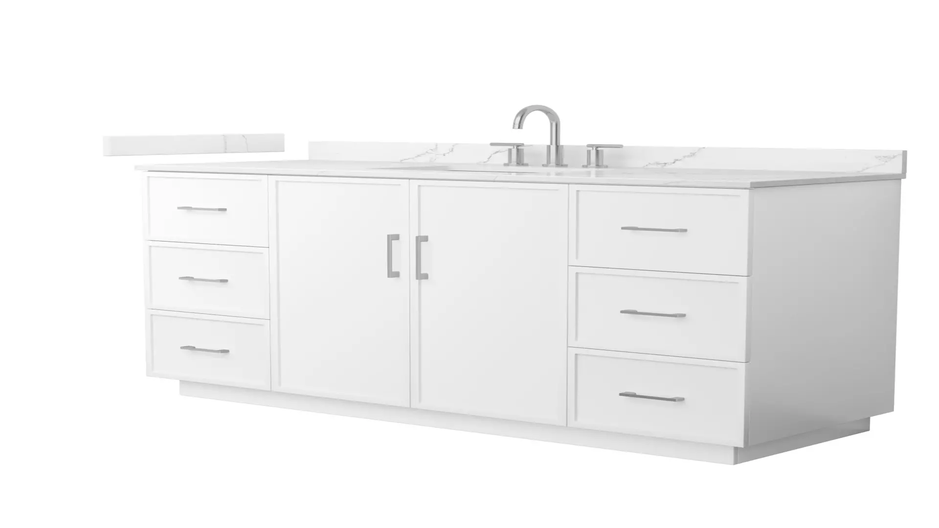 Elan 60 Inch Single Bathroom Vanity with Toe Kick in White, Giotto Quartz Countertop, Undermount Square Sink (3-Hole), Brushed Nickel Trim material