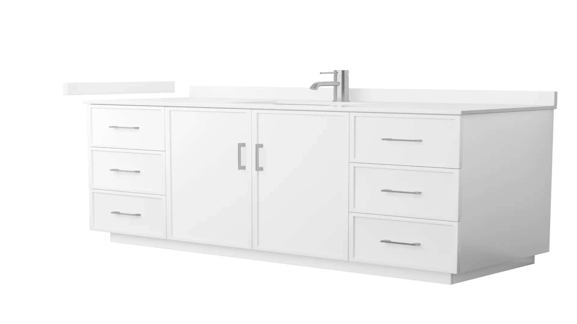 Elan 60 Inch Single Bathroom Vanity with Toe Kick in White, White Cultured Marble Countertop, Undermount Square Sink, Brushed Nickel Trim material