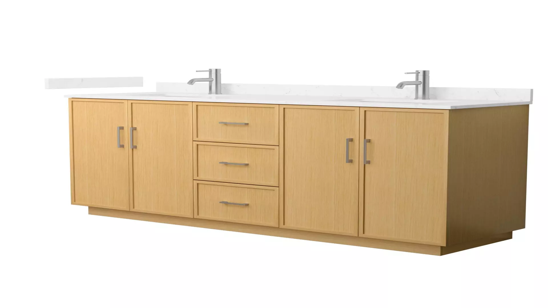 Elan 72 Inch Double Bathroom Vanity with Toe Kick in Light Oak, Carrara Cultured Marble Countertop, Undermount Square Sinks, Brushed Nickel Trim material