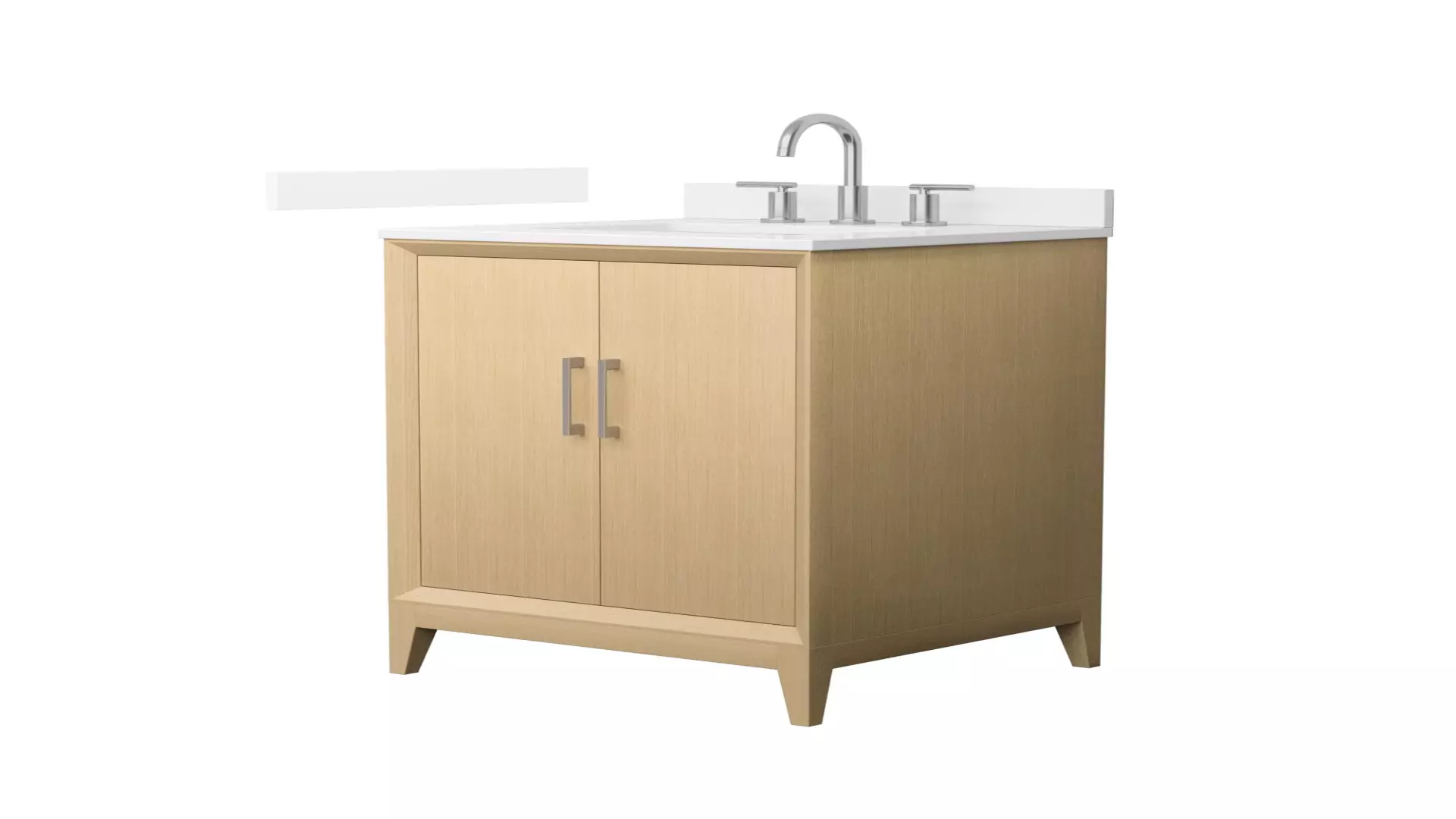 Janna 24 Inch Single Bathroom Vanity in White Oak, White Quartz Countertop, Undermount Square Sink (3-Hole), Brushed Nickel Trim material