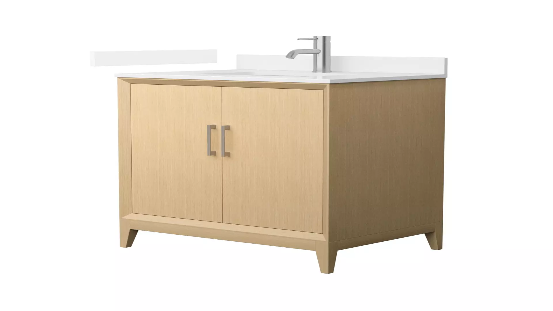 Janna 30 Inch Single Bathroom Vanity in White Oak, White Cultured Marble Countertop, Undermount Square Sink, Brushed Nickel Trim material