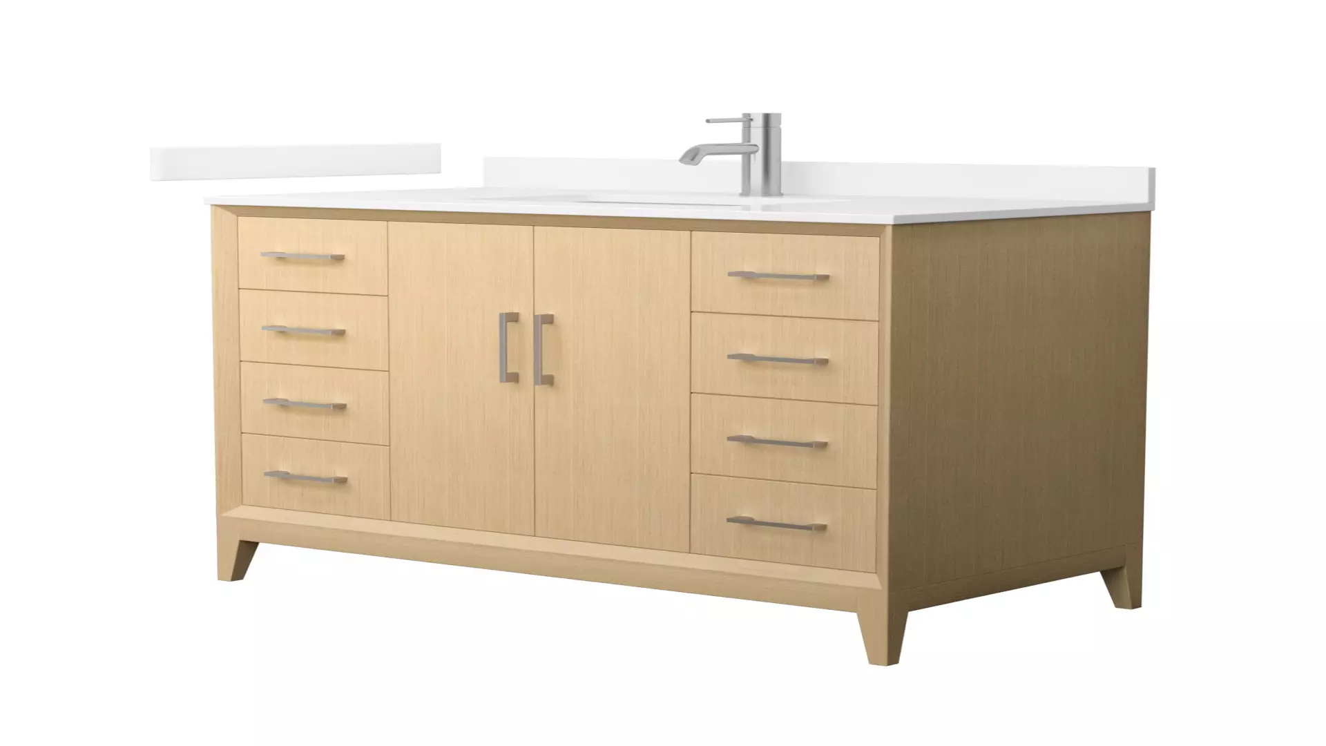Janna 42 Inch Single Bathroom Vanity in White Oak, White Cultured Marble Countertop, Undermount Square Sink, Brushed Nickel Trim material