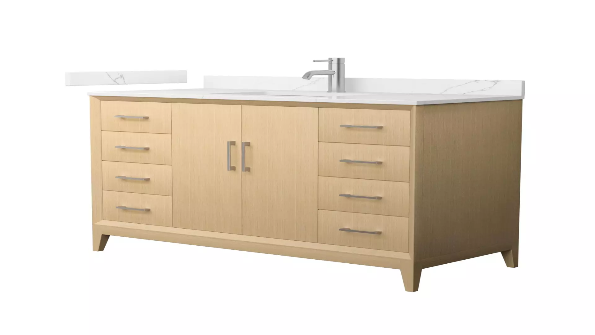 Janna 48 Inch Single Bathroom Vanity in White Oak, Giotto Quartz Countertop, Undermount Square Sink (1-Hole), Brushed Nickel Trim material