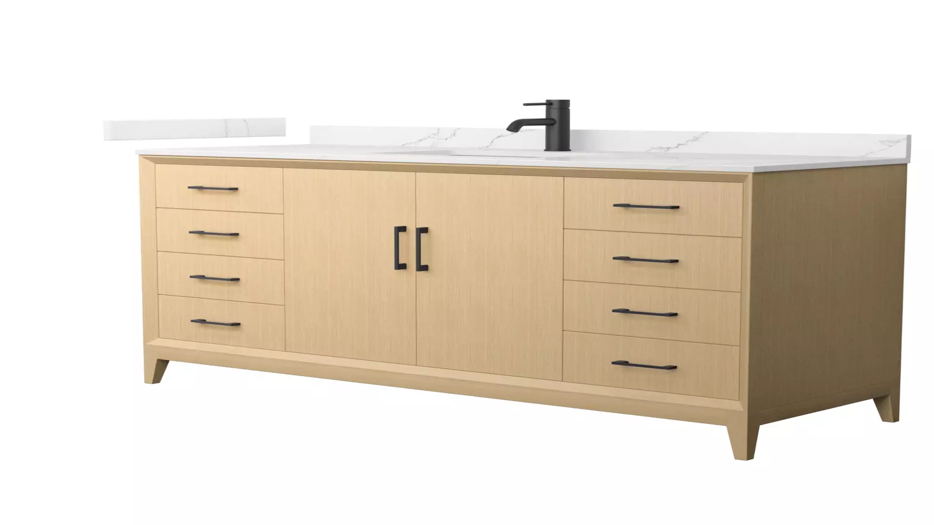 Janna 60 Inch Single Bathroom Vanity in White Oak, Giotto Quartz Countertop, Undermount Square Sink (1-Hole), Matte Black Trim material