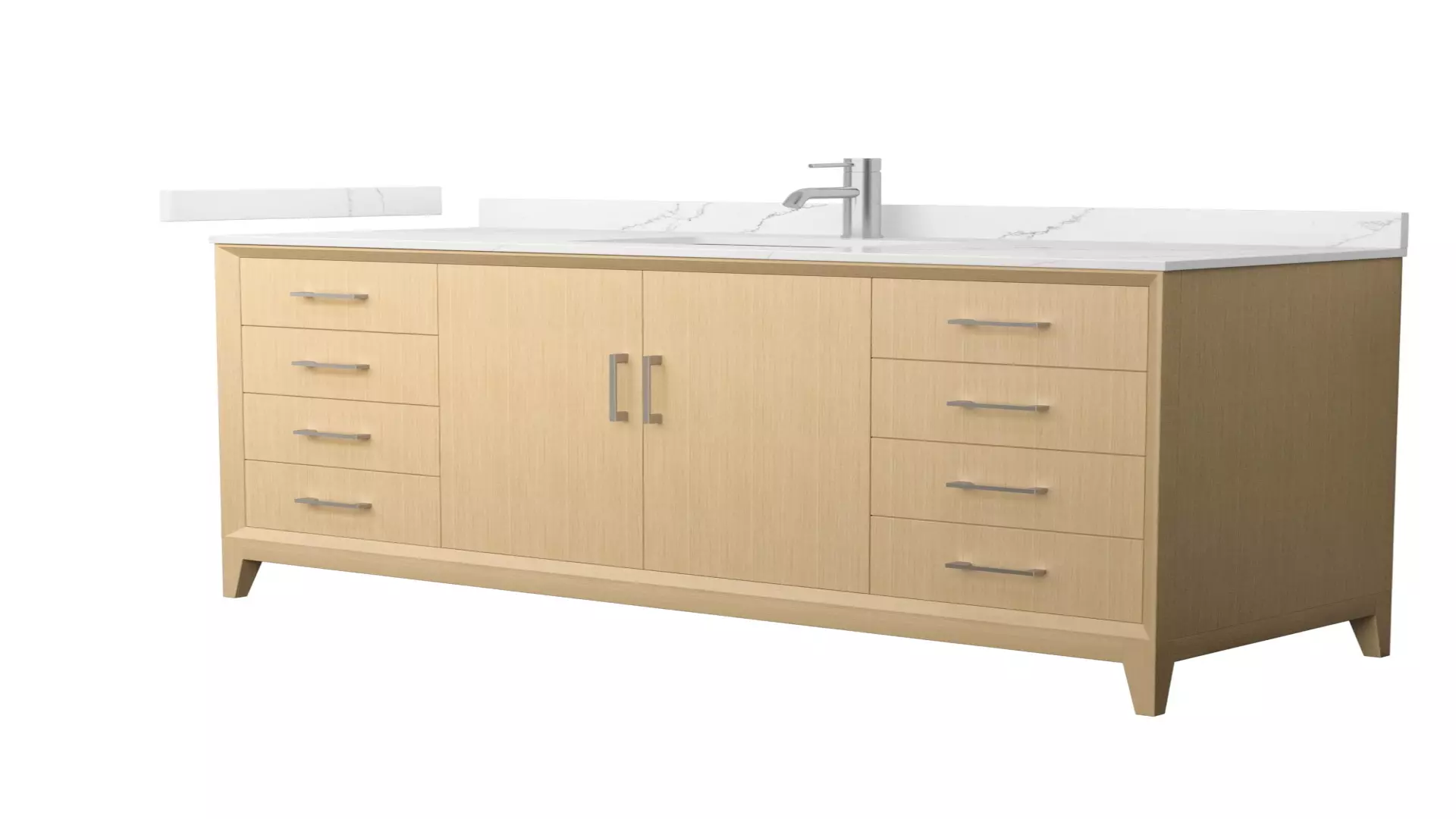 Janna 60 Inch Single Bathroom Vanity in White Oak, Giotto Quartz Countertop, Undermount Square Sink (1-Hole), Brushed Nickel Trim material
