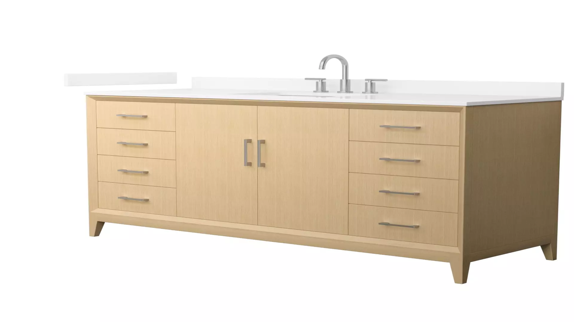 Janna 60 Inch Single Bathroom Vanity in White Oak, White Quartz Countertop, Undermount Square Sink (3-Hole), Brushed Nickel Trim material
