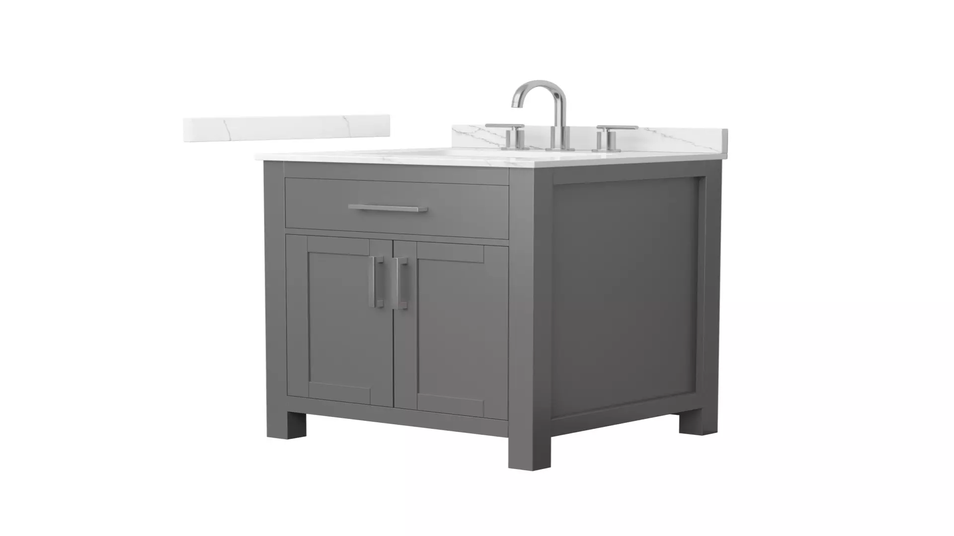 Beckett 24 Inch Single Bathroom Vanity in Dark Gray, Giotto Quartz Countertop, Undermount Square Sink (3-Hole), Brushed Nickel Trim material