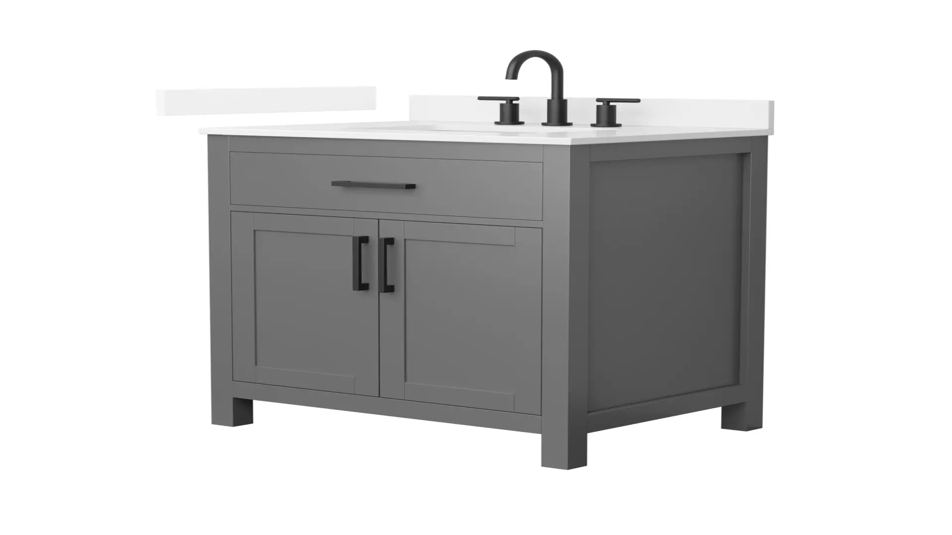 Beckett 30 Inch Single Bathroom Vanity in Dark Gray, White Quartz Countertop, Undermount Square Sink (3-Hole), Matte Black Trim material