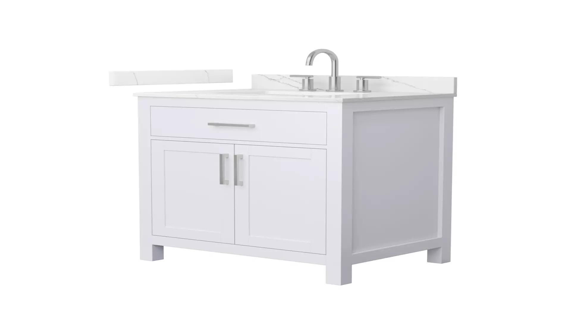 Beckett 30 Inch Single Bathroom Vanity in White, Giotto Quartz Countertop, Undermount Square Sink (3-Hole), Brushed Nickel Trim material
