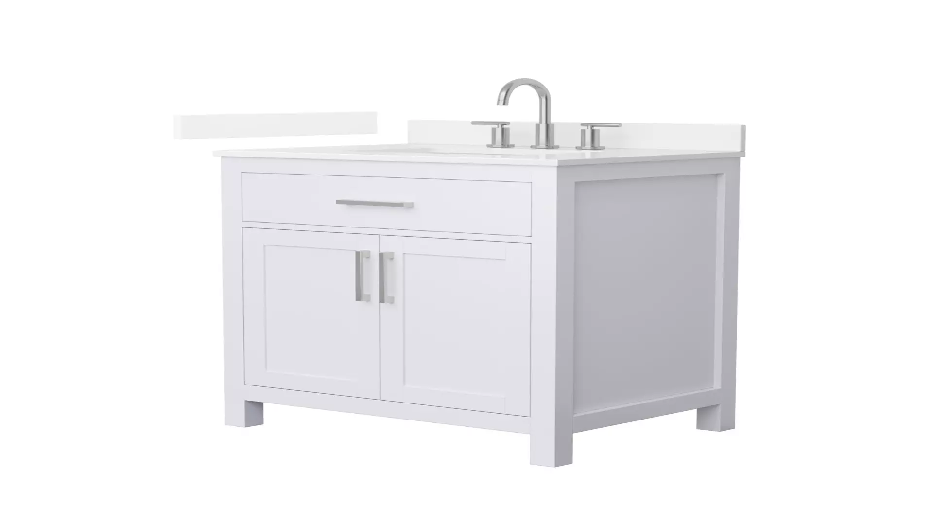 Beckett 30 Inch Single Bathroom Vanity in White, White Quartz Countertop, Undermount Square Sink (3-Hole), Brushed Nickel Trim material