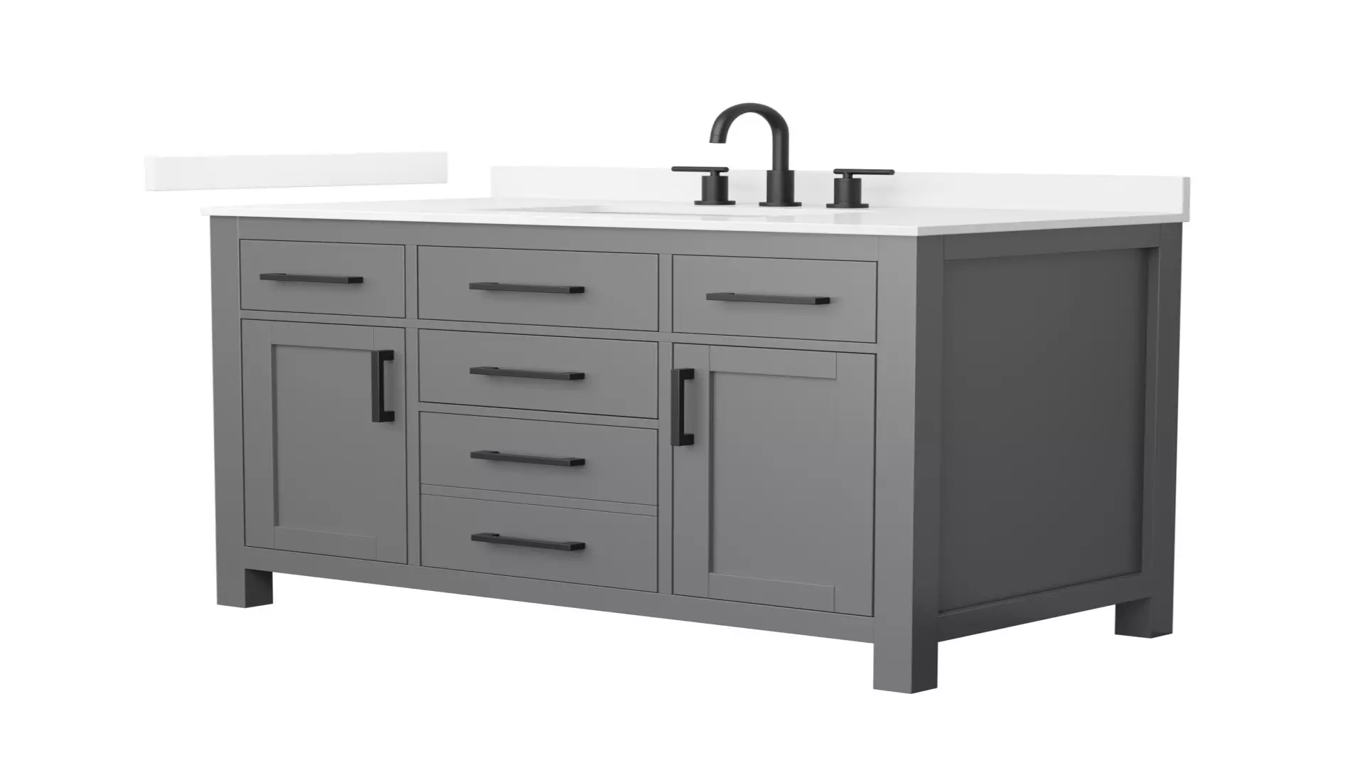 Beckett 42 Inch Single Bathroom Vanity in Dark Gray, White Quartz Countertop, Undermount Square Sink (3-Hole), Matte Black Trim material