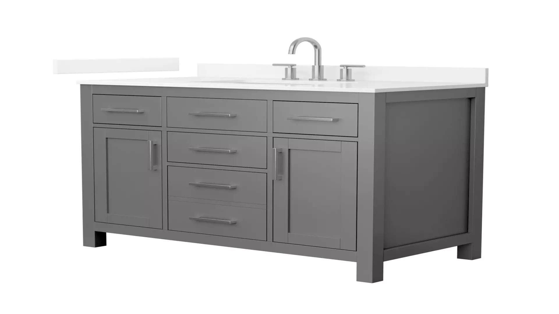 Beckett 42 Inch Single Bathroom Vanity in Dark Gray, White Quartz Countertop, Undermount Square Sink (3-Hole), Brushed Nickel Trim material